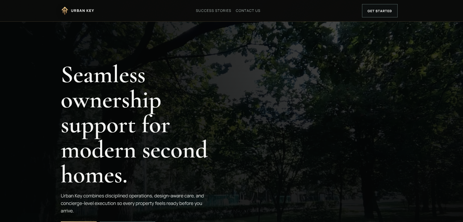 Homepage of Urban Key Homes, a real estate website built by AlpinePages